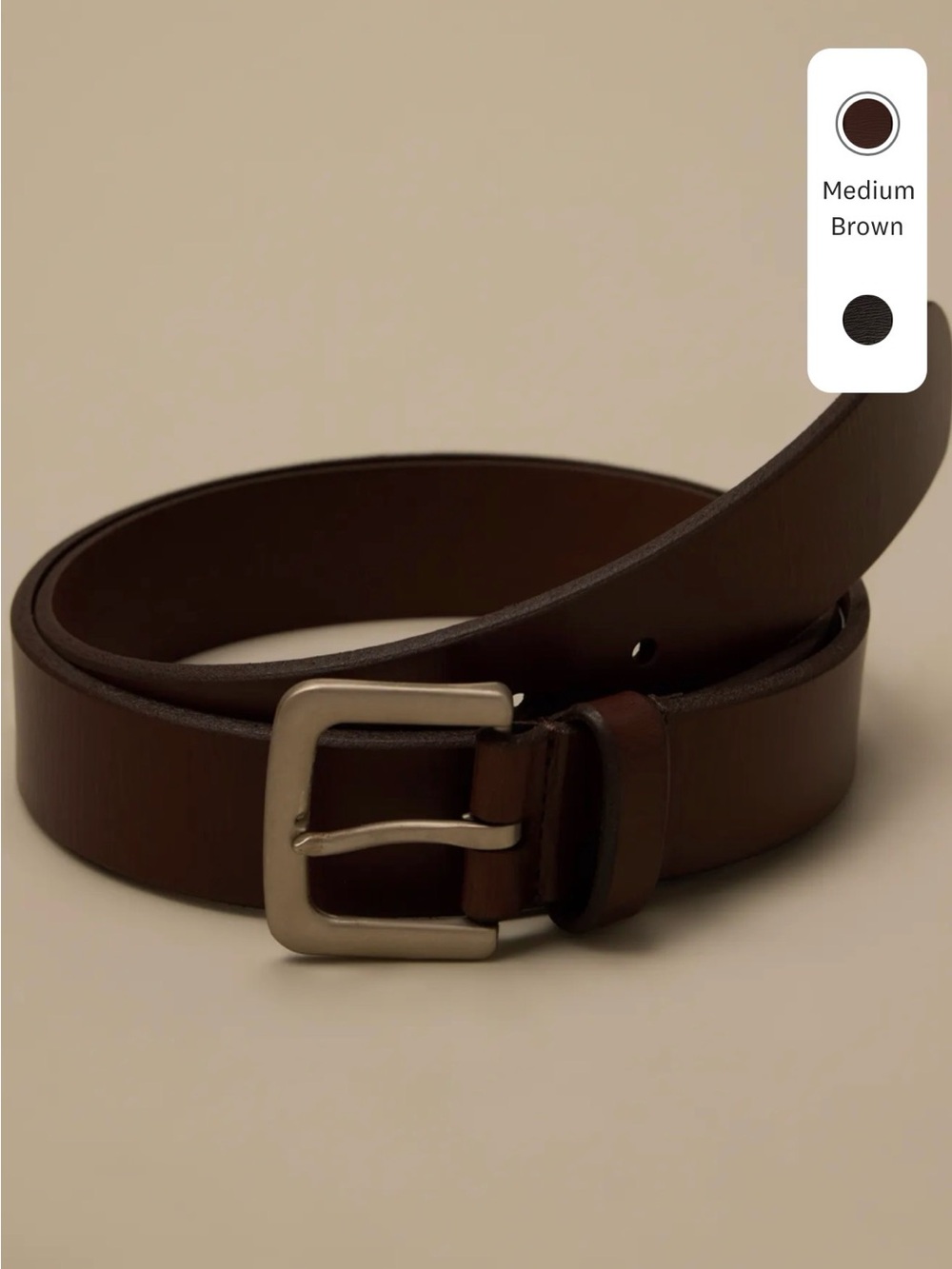 Lucky Brand Medium Brown Leather Belt with Silver-Tone Buckle
